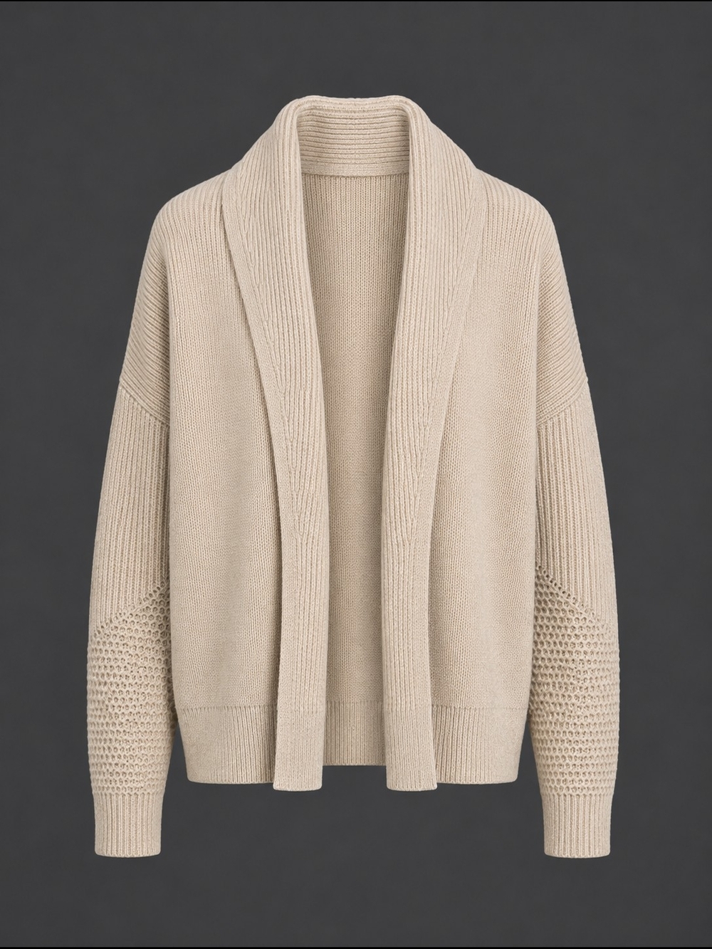 RW&C0 Women’s Open-Front Shawl Collar Sweater Cardigan - Cream